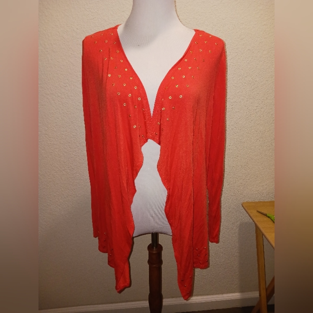 Orange elegant cardigan with gold detailing